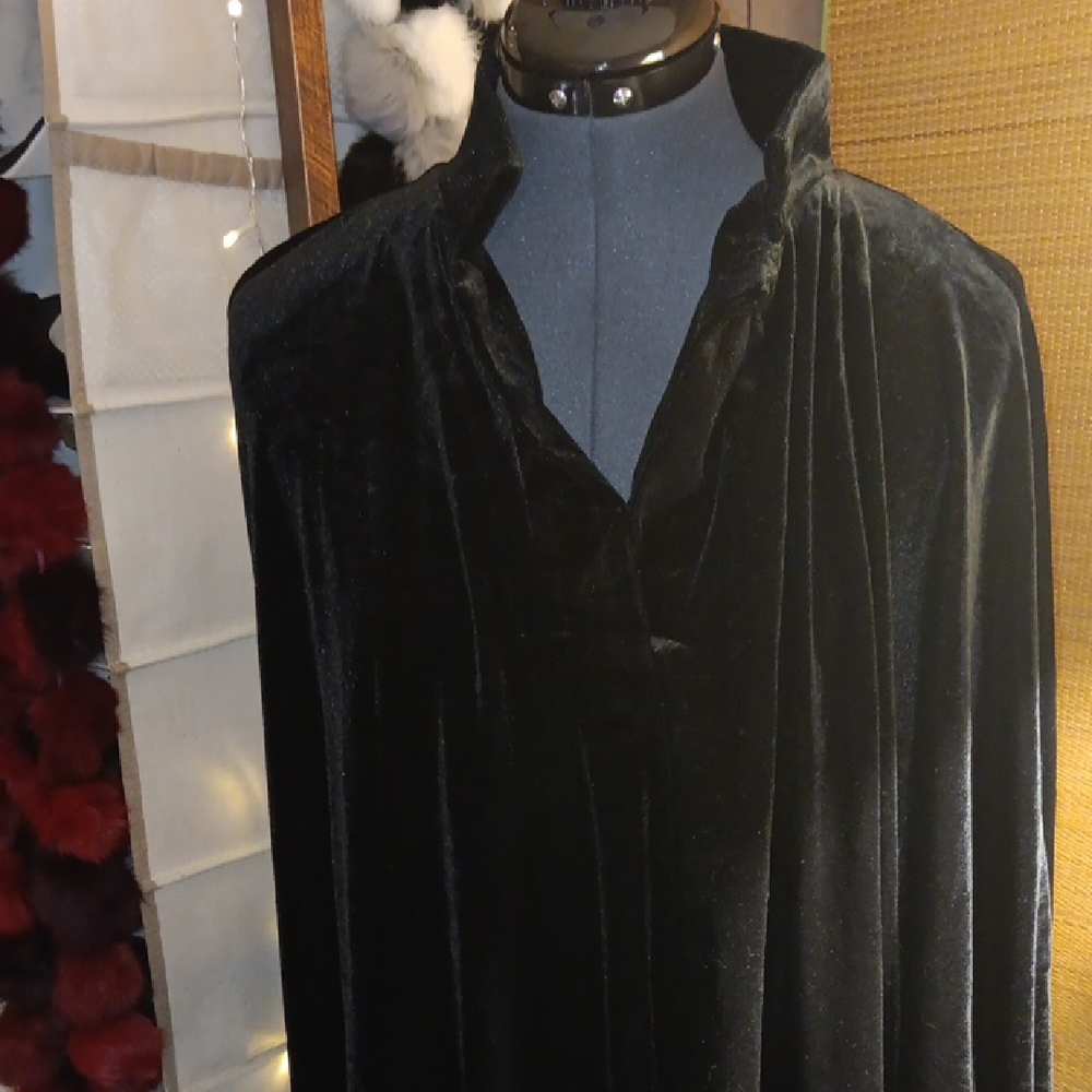 Ashro Black Draped Velvet Tunic
